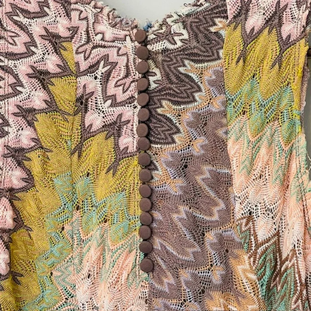 Missoni Vintage Zig Zag Raschel Lacy Knit High Neck Tank Mini Dress 40 XS/S - Picture 6 of 11